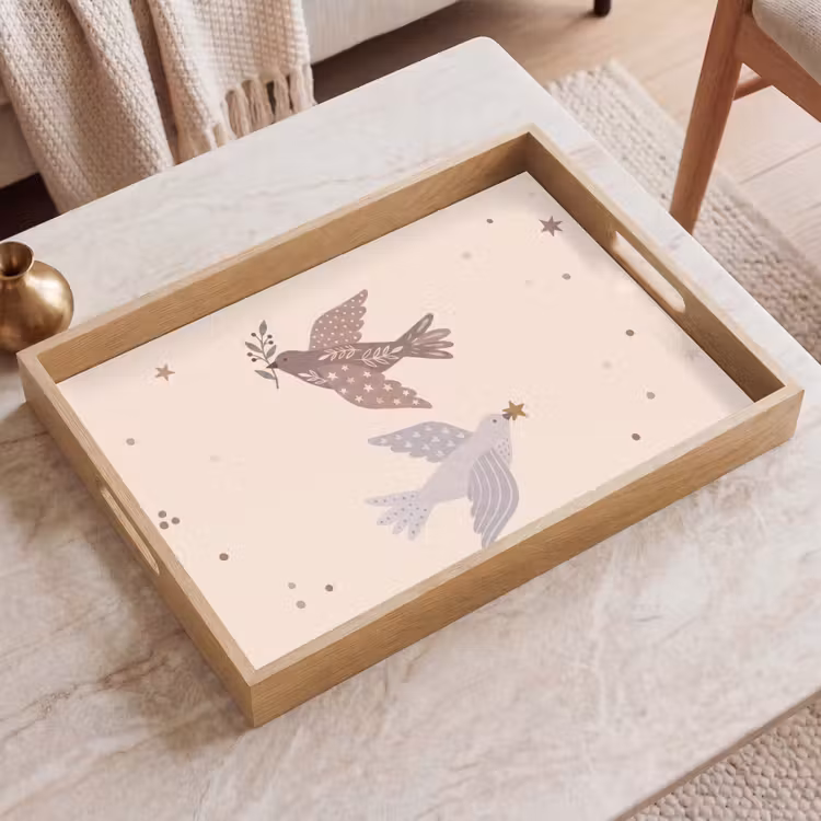 Tablett - Vogel – Beeren – Natur – Modern – Beige — 2