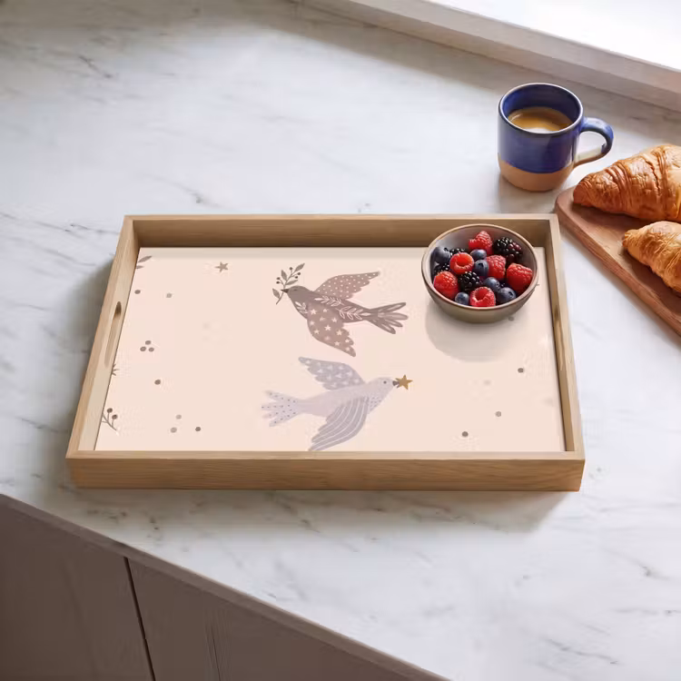 Tablett - Vogel – Beeren – Natur – Modern – Beige — 4