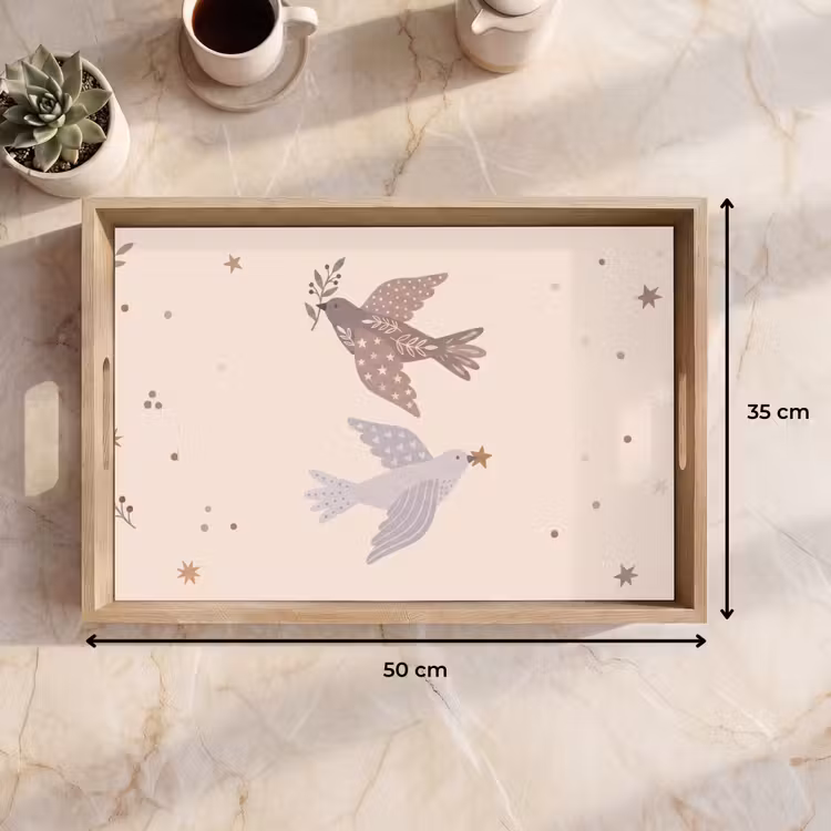Tablett - Vogel – Beeren – Natur – Modern – Beige — 9