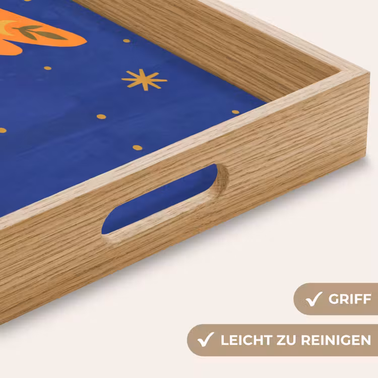Tablett - Vogel – Blumen – Dekorativ – Orange – Blau — 5