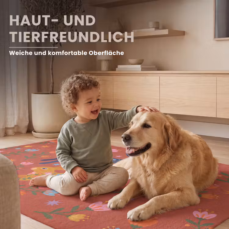 Teppich - Kaninchen – Blumen – Volkskunst – Farbenfroh – Tiere — 6