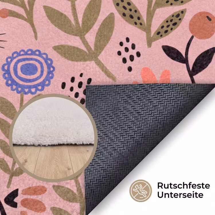 Teppich - Katze – Blumen – Tiere – Modern – Rosa — 4