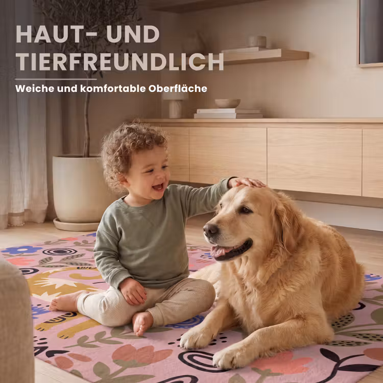 Teppich - Katze – Blumen – Tiere – Modern – Rosa — 6