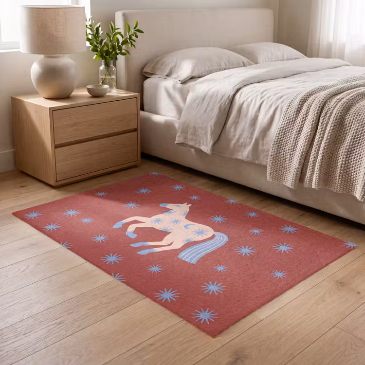 Teppich - Tiere – Sterne – Mond – Abstrakt – Rot — 5