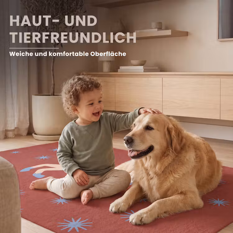 Teppich - Tiere – Sterne – Mond – Abstrakt – Rot — 6