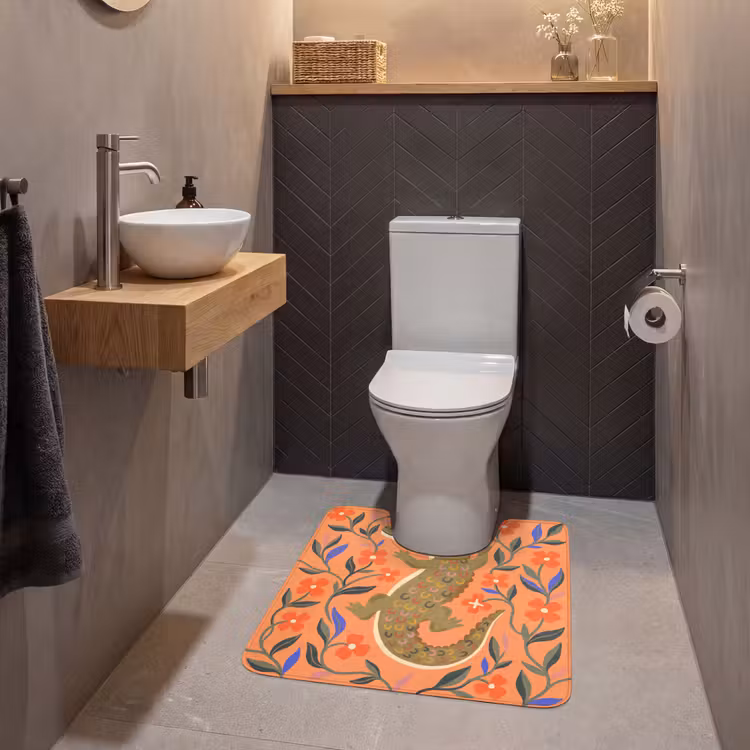 WC Vorleger - Tiere – Blumen – Orange – Illustration – Natur — 2