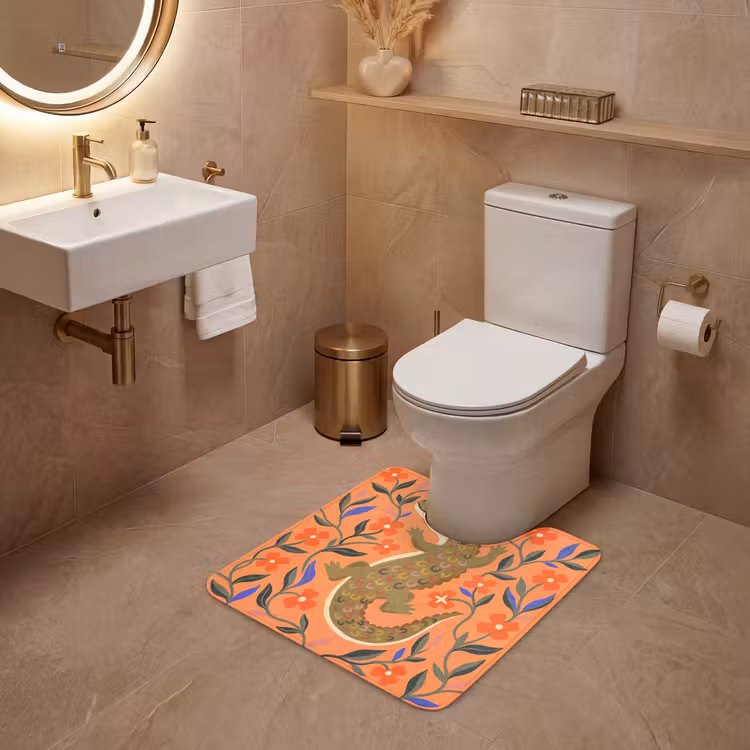 WC Vorleger - Tiere – Blumen – Orange – Illustration – Natur — 4