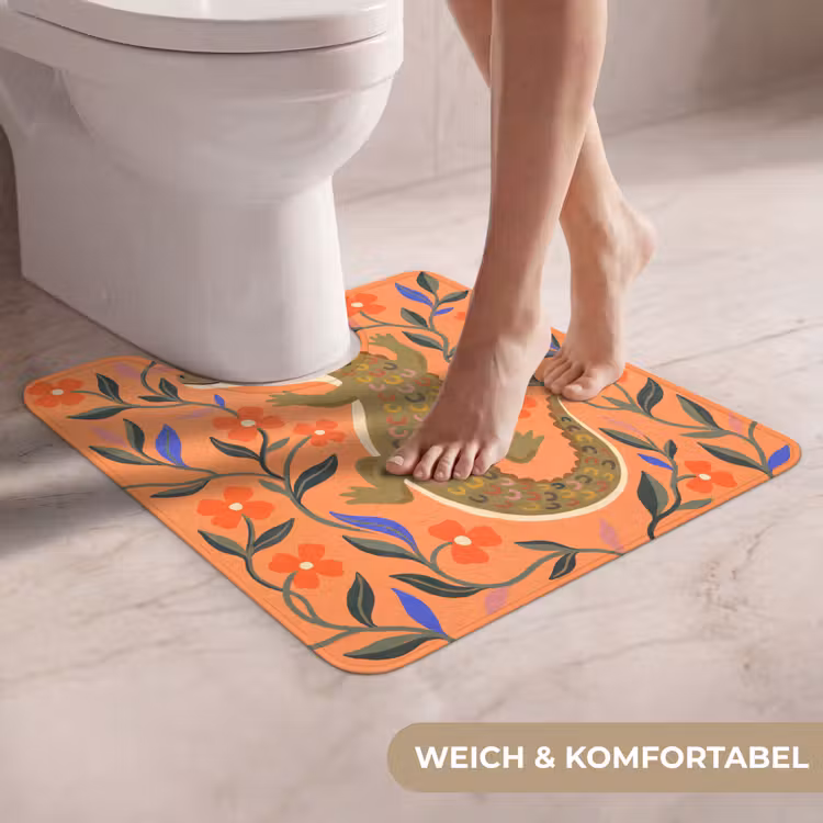 WC Vorleger - Tiere – Blumen – Orange – Illustration – Natur — 5