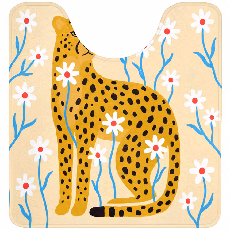 WC Vorleger - Tiere – Gepard – Blumen – Modern – Gelb — 1