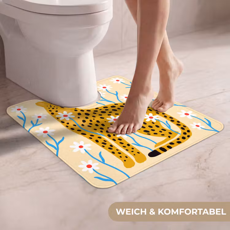 WC Vorleger - Tiere – Gepard – Blumen – Modern – Gelb — 5
