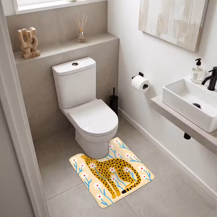 WC Vorleger - Tiere – Gepard – Blumen – Modern – Gelb — 6