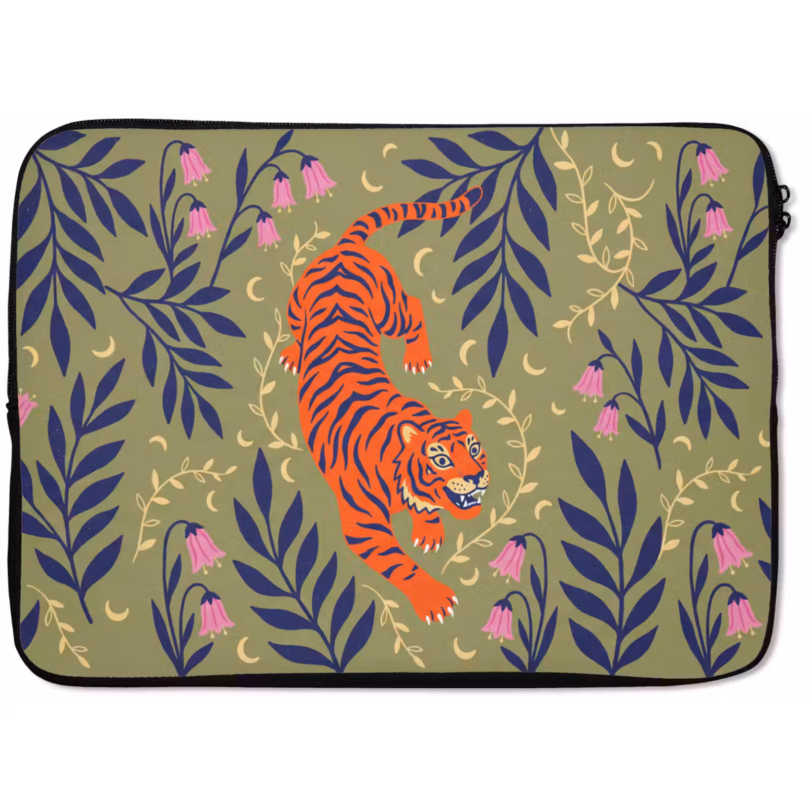 Laptop hülle - Tiger – Blätter – Tiere – Illustration – Orange — 1