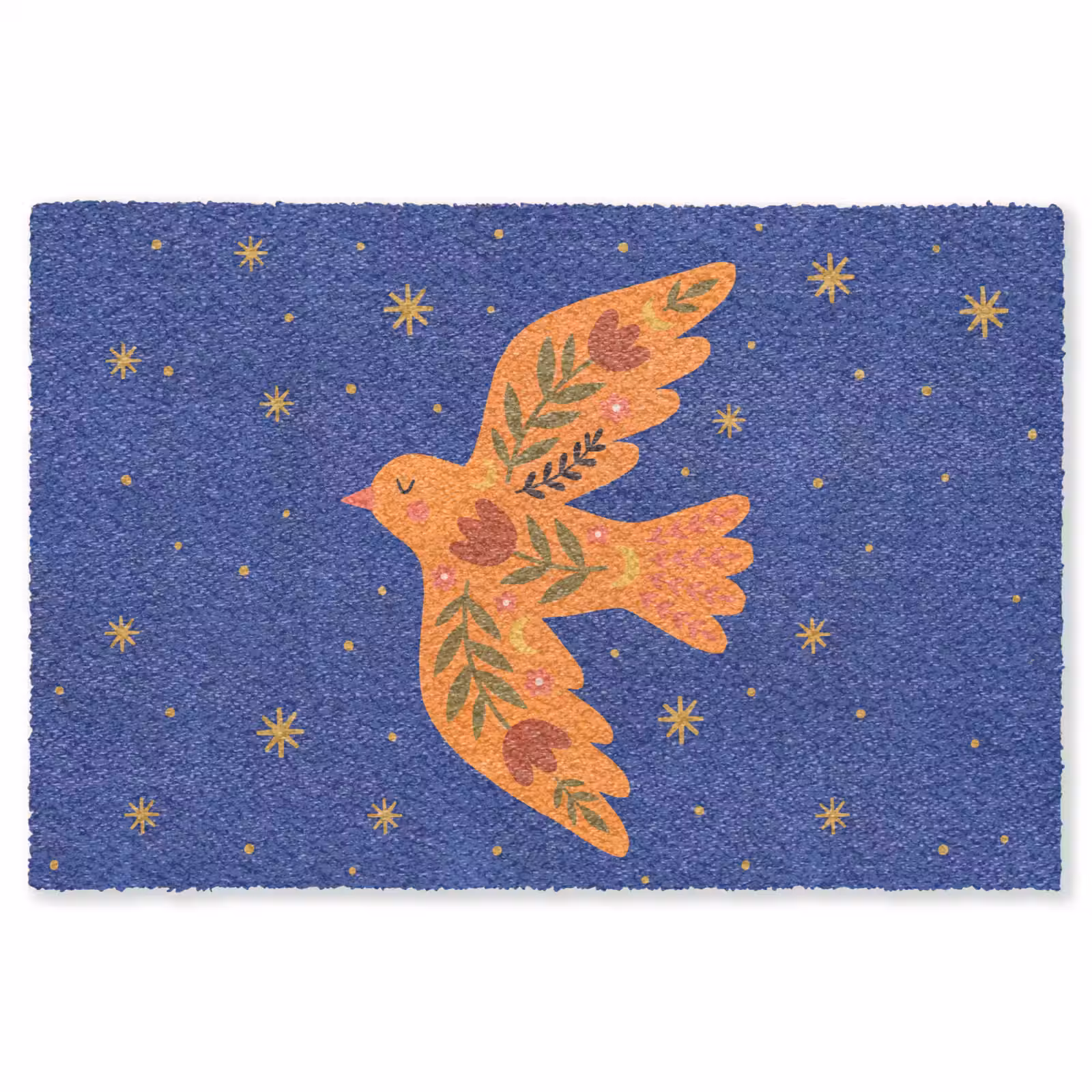 Teppich - Vogel – Blumen – Dekorativ – Orange – Blau — 1