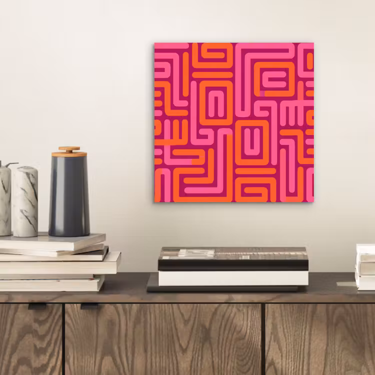 Alu-Dibond-Bild - Zusammenfassung – Muster – Linien – Rosa – Orange — 2