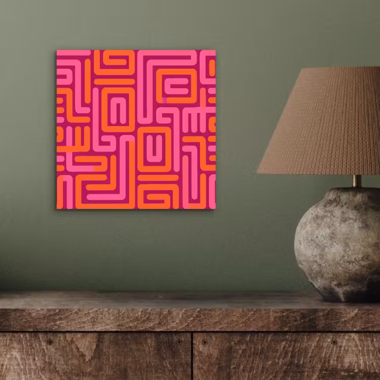 Alu-Dibond-Bild - Zusammenfassung – Muster – Linien – Rosa – Orange — 3