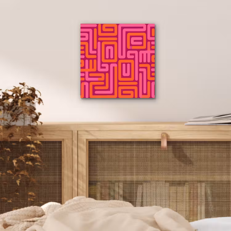 Alu-Dibond-Bild - Zusammenfassung – Muster – Linien – Rosa – Orange — 4