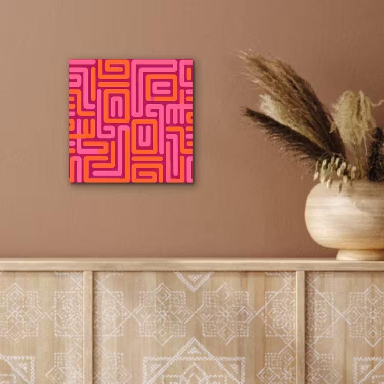 Alu-Dibond-Bild - Zusammenfassung – Muster – Linien – Rosa – Orange — 5