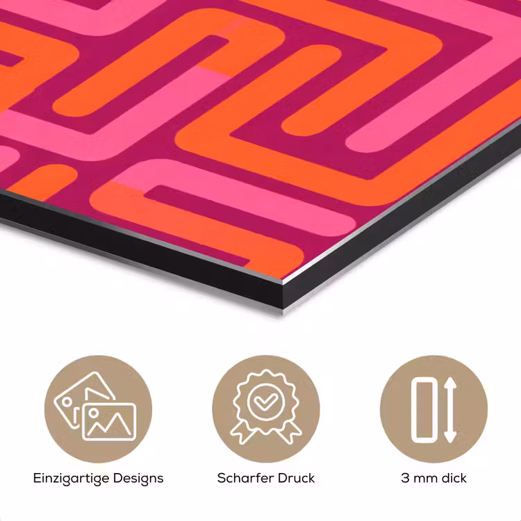 Alu-Dibond-Bild - Zusammenfassung – Muster – Linien – Rosa – Orange — 7