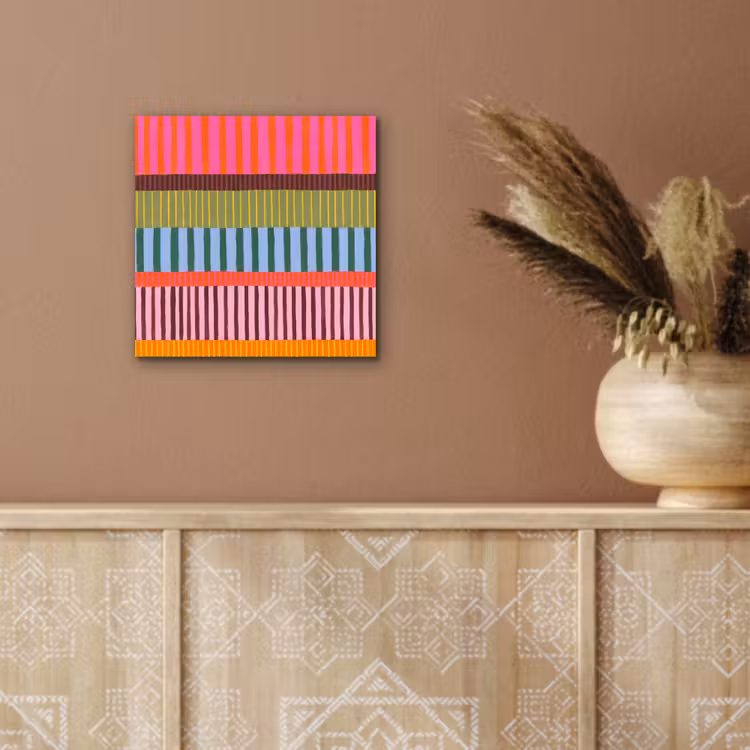 Alu-Dibond-Bild - Zusammenfassung – Streifen – Modern – Farbenfroh – Kunst — 5