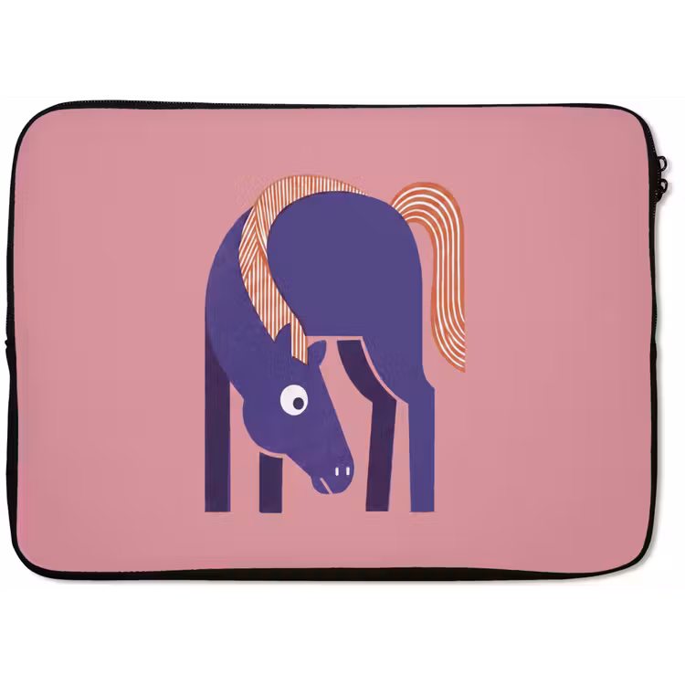 Laptop hülle - Pferd – Abstrakt – Tiere – Modern – Blau — 1