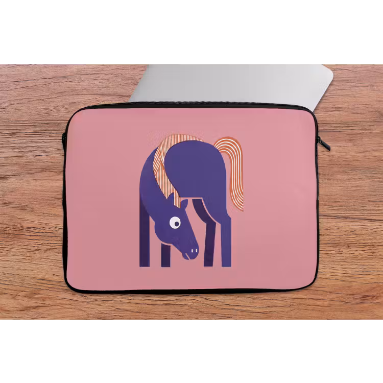 Laptop hülle - Pferd – Abstrakt – Tiere – Modern – Blau — 2