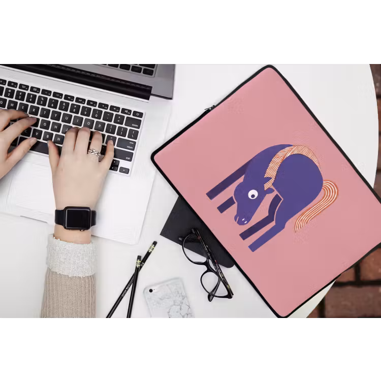 Laptop hülle - Pferd – Abstrakt – Tiere – Modern – Blau — 3