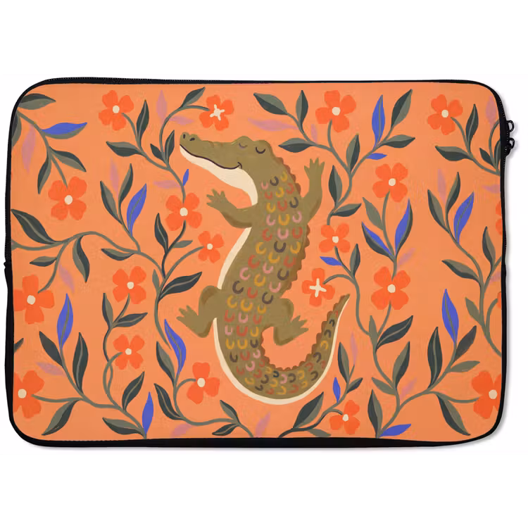 Laptop hülle - Tiere – Blumen – Orange – Illustration – Natur — 1
