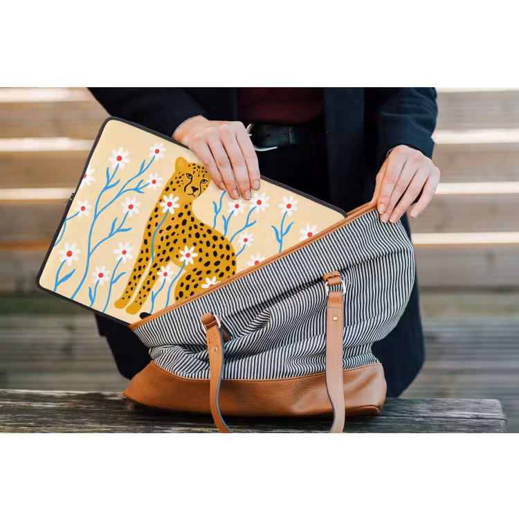 Laptop hülle - Tiere – Gepard – Blumen – Modern – Gelb — 4
