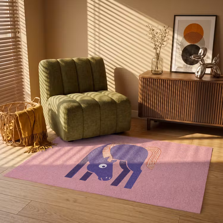 Teppich - Pferd – Abstrakt – Tiere – Modern – Blau — 2