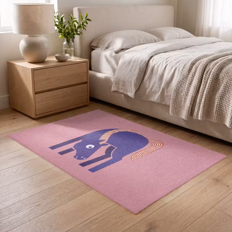 Teppich - Pferd – Abstrakt – Tiere – Modern – Blau — 5