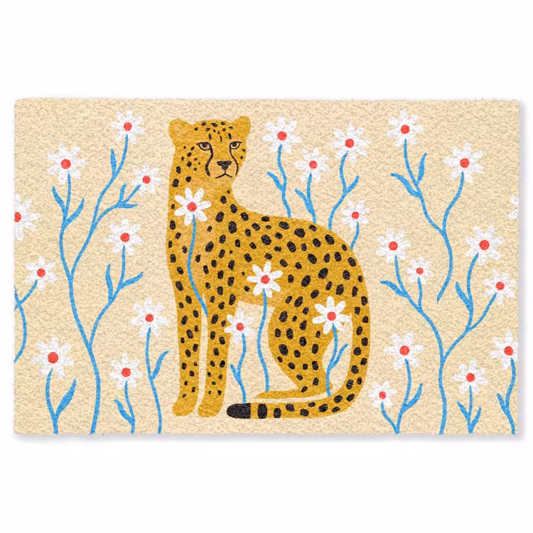 Teppich - Tiere – Gepard – Blumen – Modern – Gelb — 1