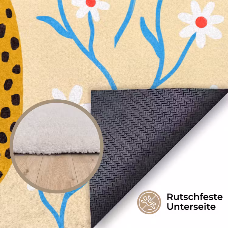 Teppich - Tiere – Gepard – Blumen – Modern – Gelb — 4