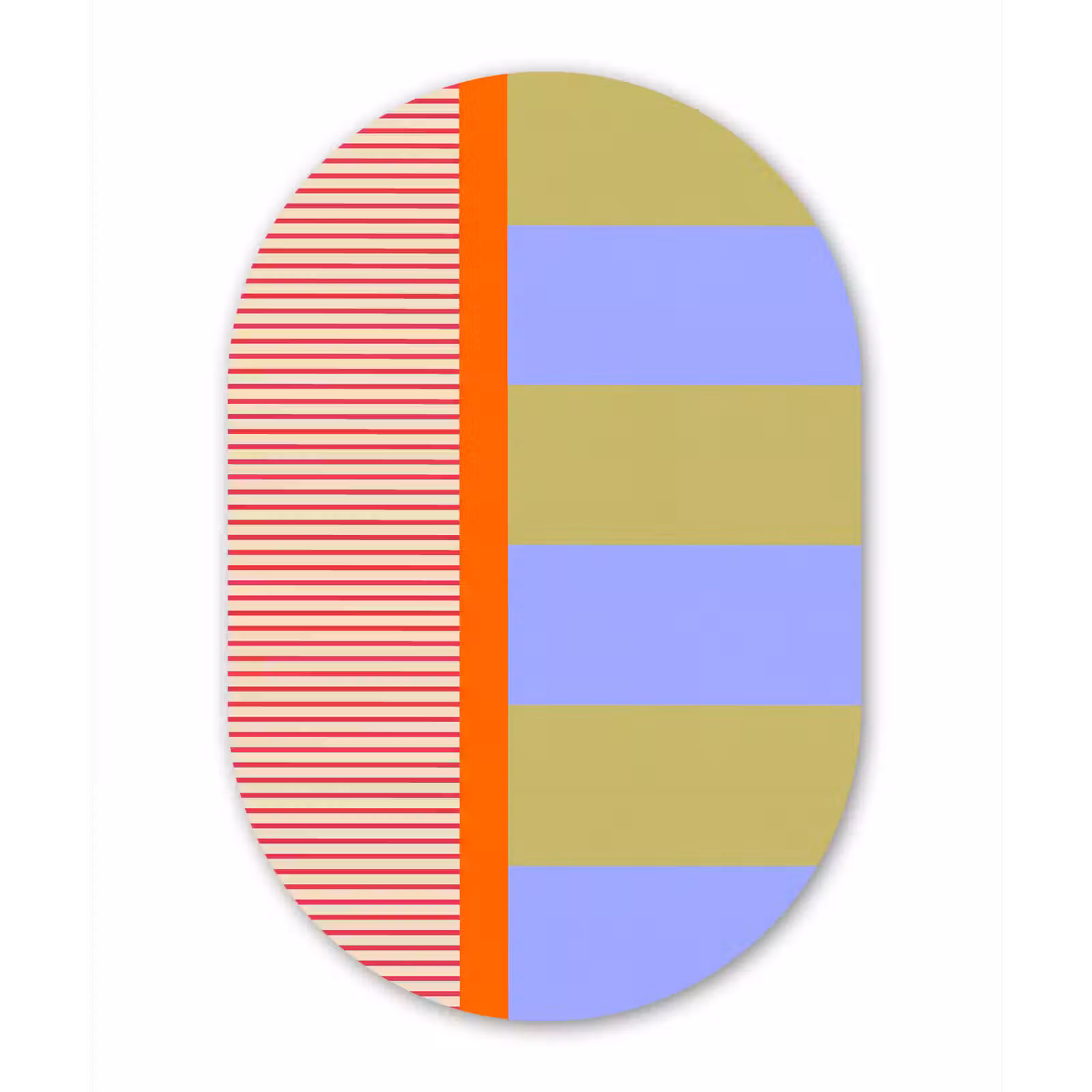 Alu-Dibond-Bild Oval - Zusammenfassung – Geometrie – Streifen – Blöcke – Rot — 1