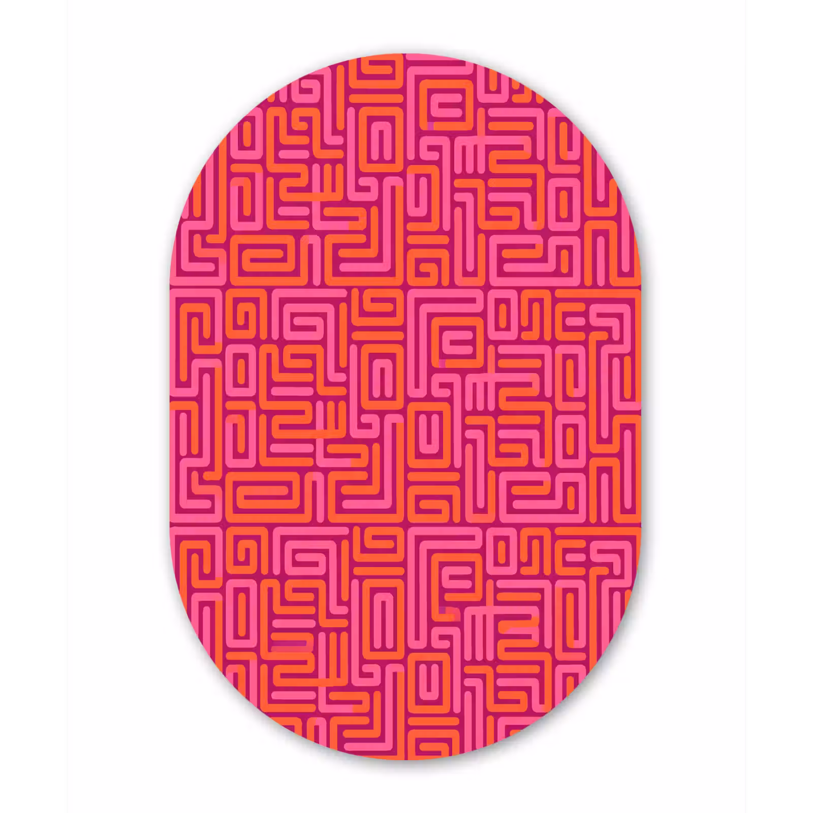 Alu-Dibond-Bild Oval - Zusammenfassung – Muster – Linien – Rosa – Orange — 1