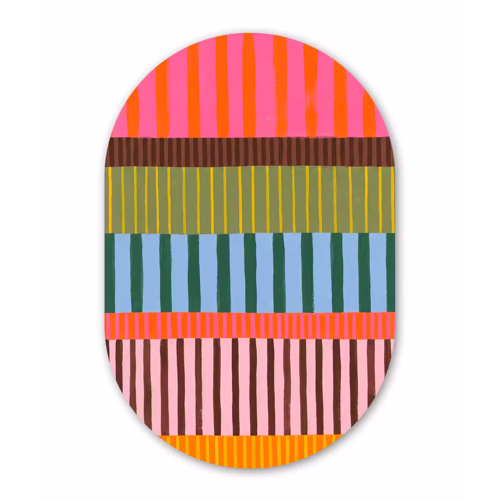 Alu-Dibond-Bild Oval - Zusammenfassung – Streifen – Modern – Farbenfroh – Kunst — 1