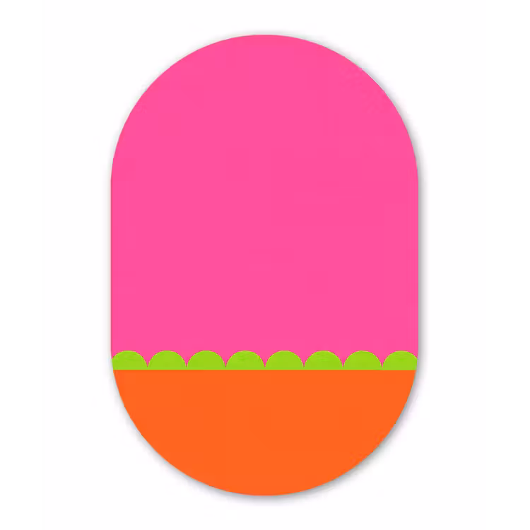 Alu-Dibond-Bild Oval - Zusammenfassung – Geometrisch – Farbblöcke – Rosa – Orange — 1