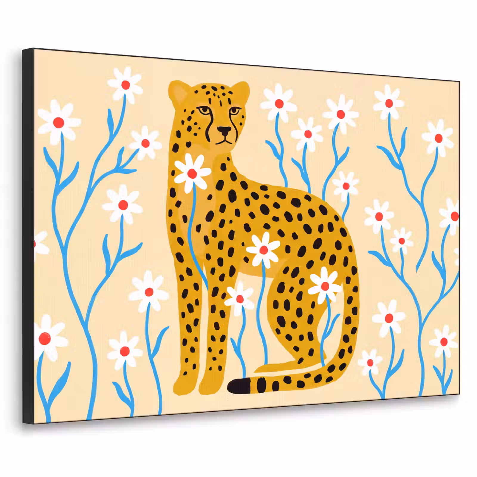 Art Frame - Tiere – Gepard – Blumen – Modern – Gelb — 1