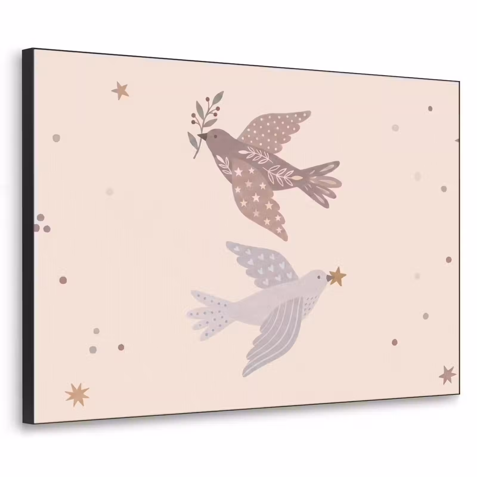 Art Frame - Vogel – Beeren – Natur – Modern – Beige — 1