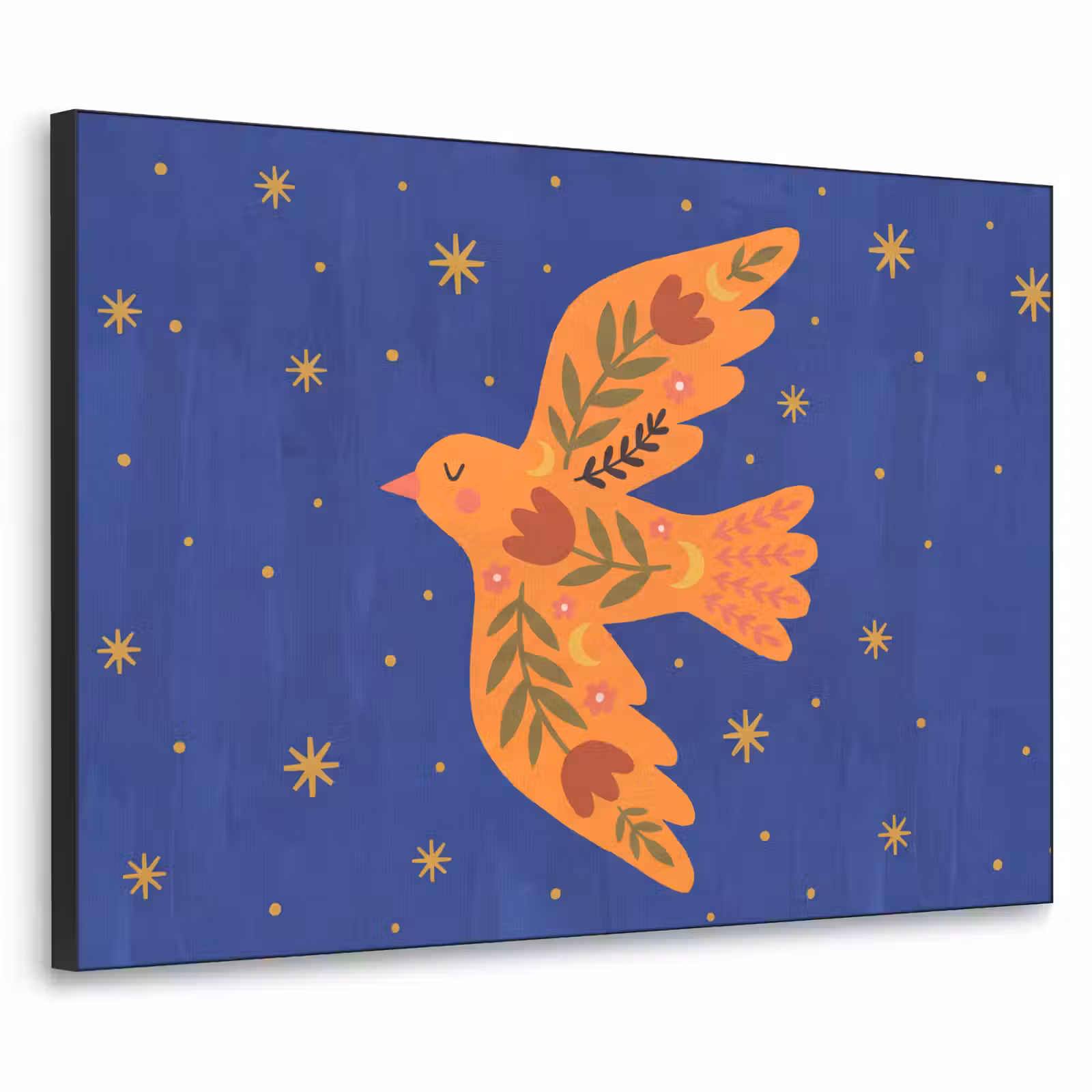Art Frame - Vogel – Blumen – Dekorativ – Orange – Blau — 1