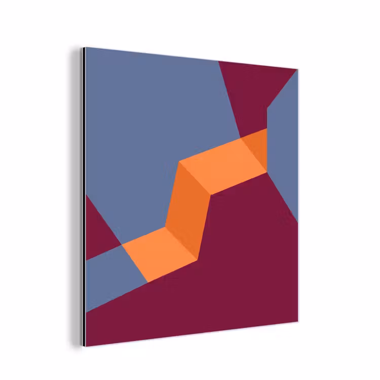 Alu-Dibond-Bild - Zusammenfassung – Formen – Modern – Blau – Orange — 1