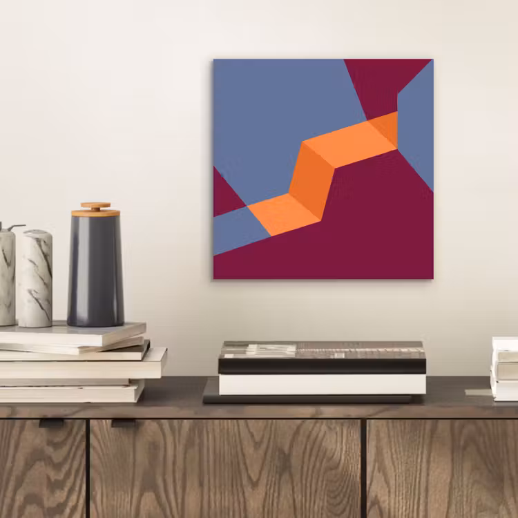 Alu-Dibond-Bild - Zusammenfassung – Formen – Modern – Blau – Orange — 2