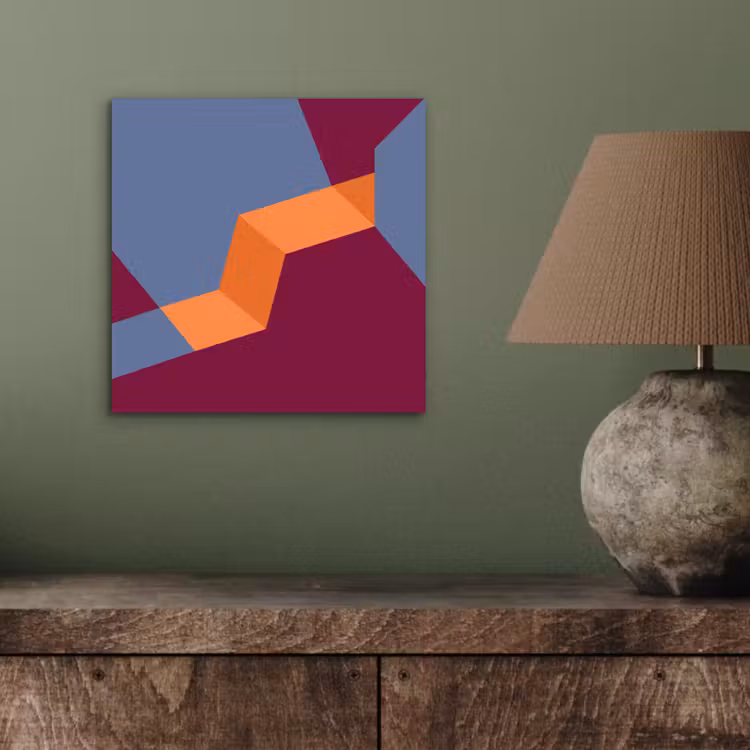 Alu-Dibond-Bild - Zusammenfassung – Formen – Modern – Blau – Orange — 3