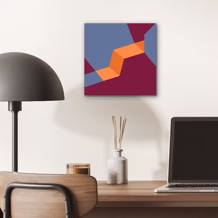 Alu-Dibond-Bild - Zusammenfassung – Formen – Modern – Blau – Orange — 6