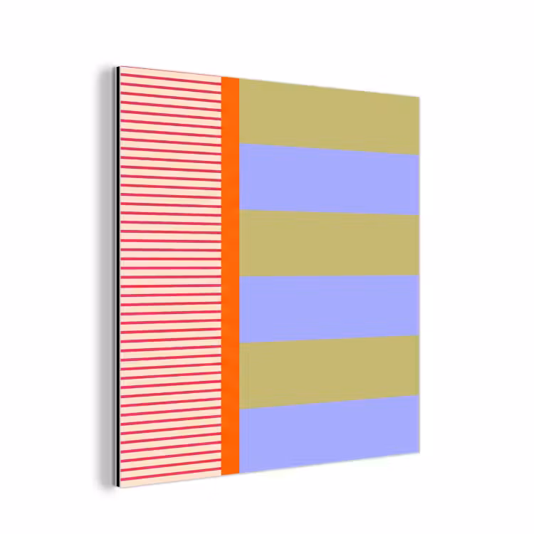 Alu-Dibond-Bild - Zusammenfassung – Geometrie – Streifen – Blöcke – Rot — 1