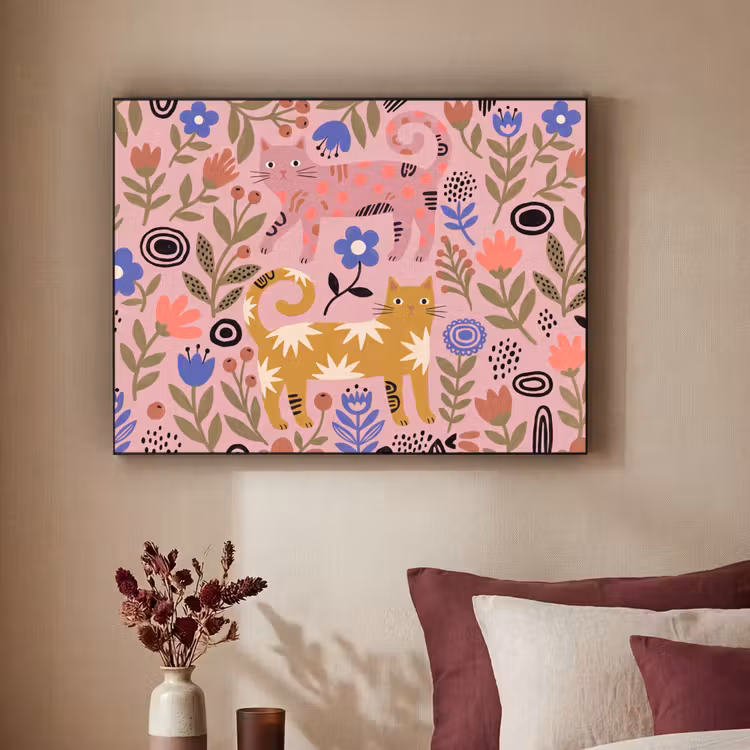 Art Frame - Katze – Blumen – Tiere – Modern – Rosa — 2
