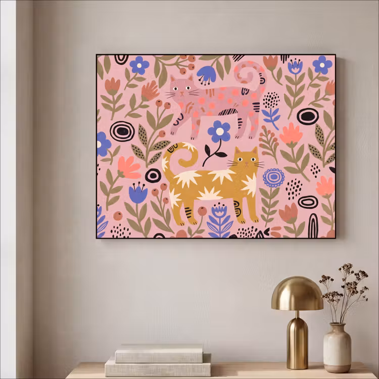 Art Frame - Katze – Blumen – Tiere – Modern – Rosa — 4