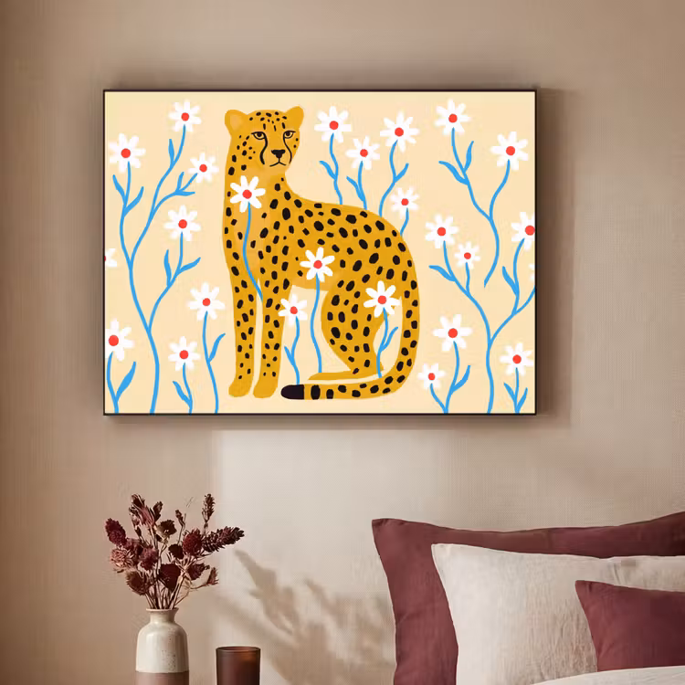 Art Frame - Tiere – Gepard – Blumen – Modern – Gelb — 2