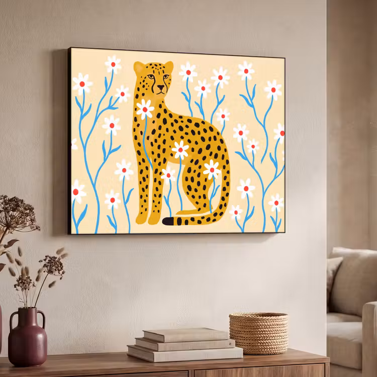 Art Frame - Tiere – Gepard – Blumen – Modern – Gelb — 3