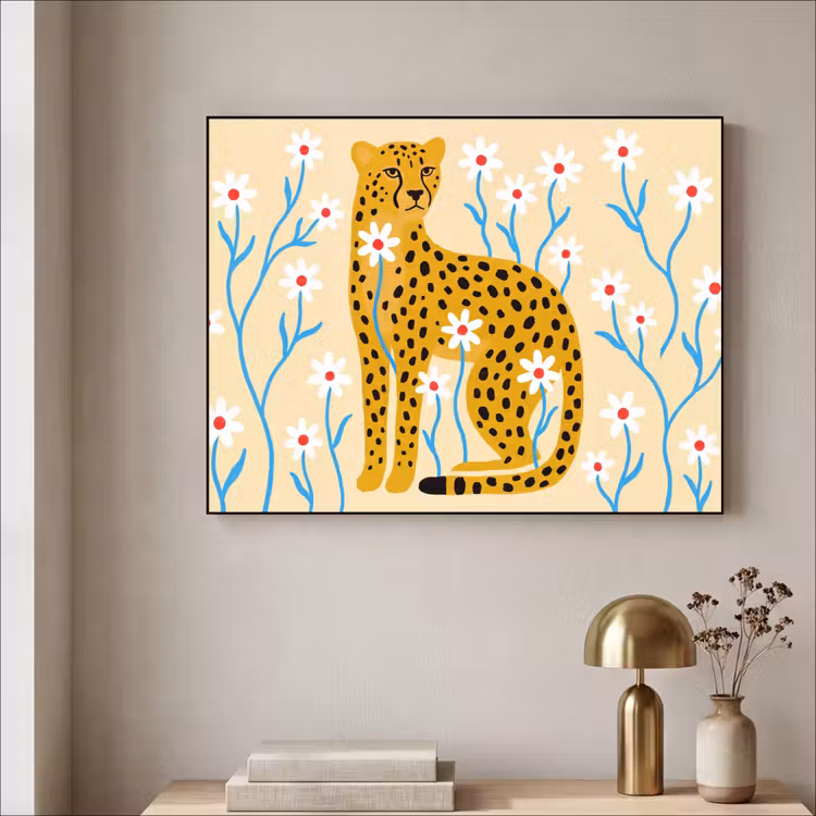 Art Frame - Tiere – Gepard – Blumen – Modern – Gelb — 4