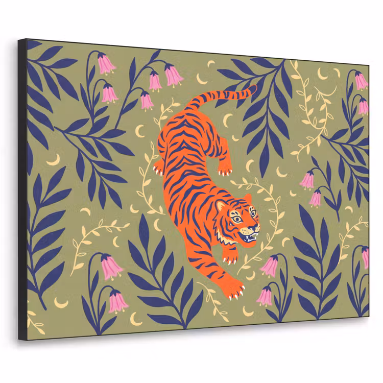 Art Frame - Tiger – Blätter – Tiere – Illustration – Orange — 1